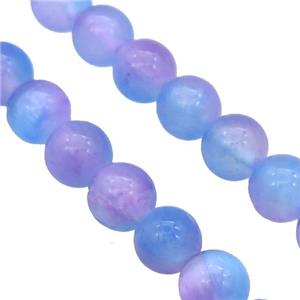 Selenite Beads Blue Purple Dye Smooth Round, approx 6mm dia