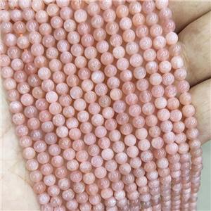 Natural Peach Sunstone Beads Smooth Round, approx 4mm