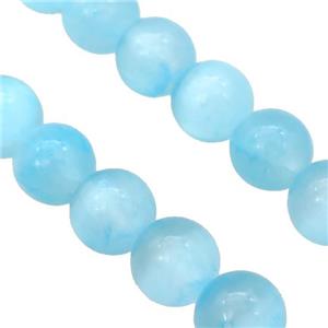 Aqua Selenite Beads Smooth Round Dye, approx 6mm dia
