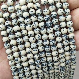 Beige Yellow Ceramics Beads Smooth Round, approx 4mm