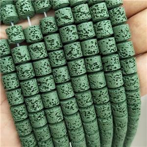 Rock Lava Column Beads Green Dye, approx 8mm