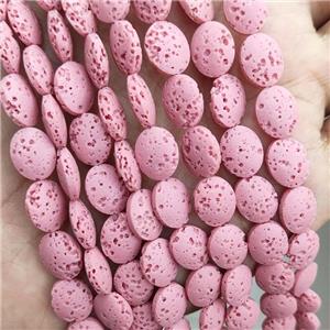 Rock Lava Oval Beads Pink Dye, approx 8-10mm