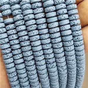 Rock Lava Heishi Beads Blue Dye, approx 8mm