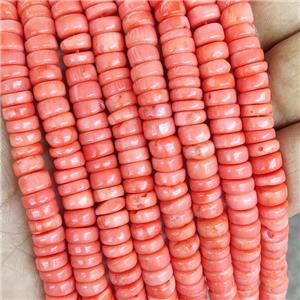 Natural Coral Heishi Spacer Beads Pink Dye, approx 7.5-8mm