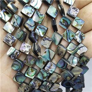 Abalone Shell Square Beads Multicolor, approx 9mm