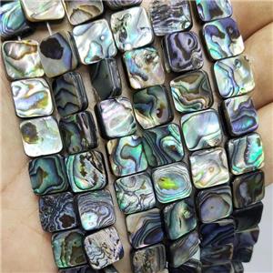 Abalone Shell Square Beads Multicolor, approx 10mm