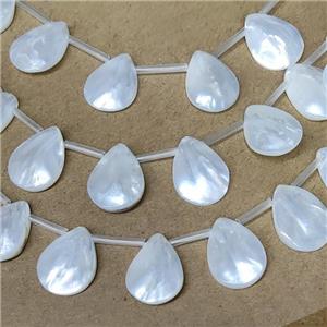 White MOP Shell Teardrop Beads Topdrilled, approx 15-20mm, 20pcs per st