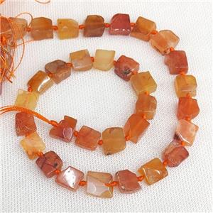 Natural Red Carnelian Agate Beads Faceted Square, approx 8-10mm
