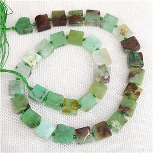 Natural Australian Chrysoprase Beads Green Square, approx 9-12mm