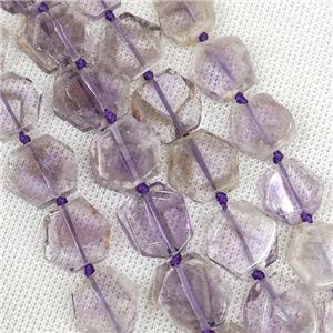 Natural Amethyst Beads Hexagon Purple, approx 14-16mm