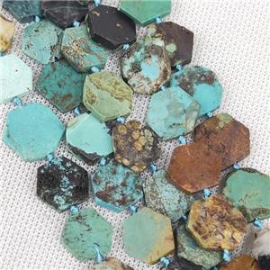Natural Chinese Turquoise Beads Teal Hexagon, approx 14-16mm