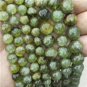 Natural Green Garnet Beads AA-Grade Smooth Round, approx 7mm dia