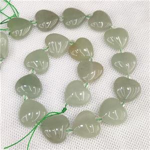 Natural Green Aventurine Heart Beads, approx 20mm