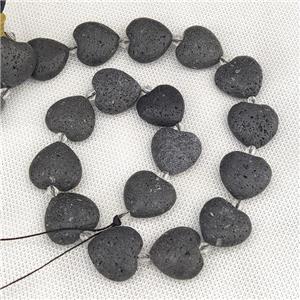 Lava Rock Heart Beads Black, approx 20mm