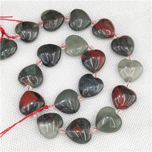 Natural African Bloodstone Heart Beads, approx 20mm