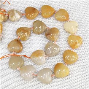 Natural Yellow Aventurine Heart Beads, approx 20mm