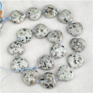 Natural Kiwi Jasper Heart Beads, approx 20mm