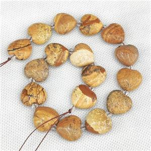 Natural Picture Jasper Heart Beads, approx 20mm