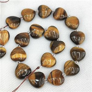 Natural Tiger Eye Stone Heart Beads, approx 20mm