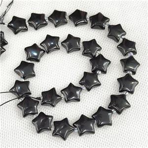 Natural Black Obsidian Star Beads, approx 15mm
