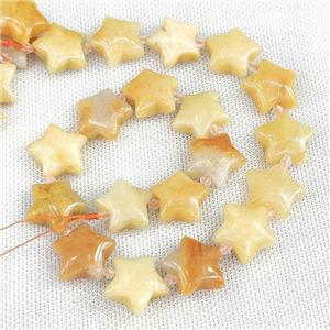 Natural Yellow Honey Jade Star Beads, approx 20mm