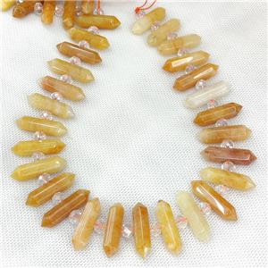 Natural Yellow Aventurine Bullet Beads, approx 8-32mm
