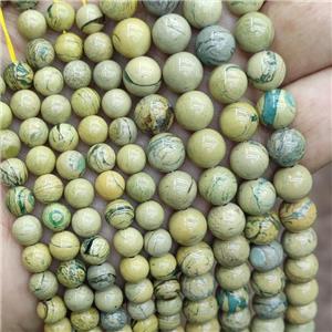 Natural Australian Verdite Beads Green Banded Smooth Round, approx 10mm dia