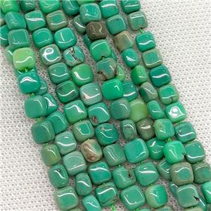 Natural Green Grass Agate Beads Square, approx 6mm