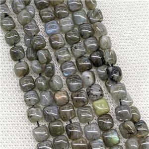 Natural Labradorite Square Beads, approx 6mm