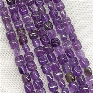 Natural Purple Amethyst Square Beads, approx 6mm