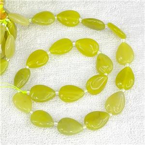 Lemon Jade Teardrop Beads Flat Olive, approx 13-18mm