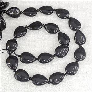 Natural Black Obsidian Teardrop Beads Flat, approx 13-18mm