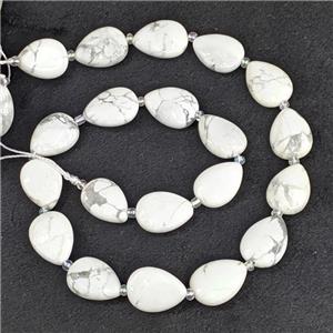 White Howlite Turquoise Teardrop Beads Flat, approx 13-18mm