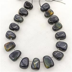 Tiger Eye Stone Teardrop Beads Topdrilled Inkblue, approx 15-26mm