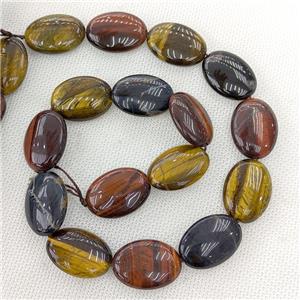 Tiger Eye Stone Oval Beads Multicolor, approx 18-25mm