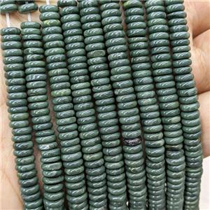 Green Wood Lace Jasper Beads Heishi, approx 6mm
