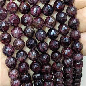 Natural Garnet Beads DarkRed Dye Faceted Round, approx 8mm dia
