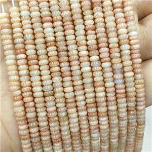 Natural Peach Sunstone Beads Smooth Rondelle, approx 2x4mm