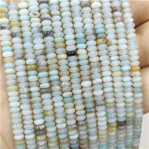 Natural Chinese Amazonite Beads Blue Smooth Rondelle, approx 2x4mm