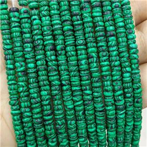 Synthetic Malachite Beads Green Smooth Rondelle, approx 2x4mm