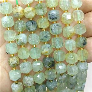 Natural Green Prehnite Beads Faceted Cube, approx 8-9mm