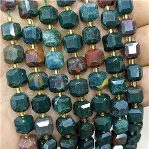 Natural Chook Bloodstone Beads Green Faceted Cube, approx 8-9mm