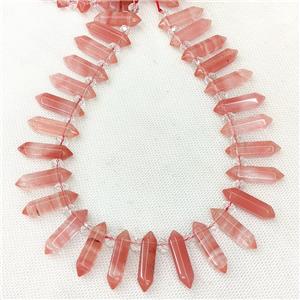 Red Synthetic Quartz Prism Beads, approx 8-30mm