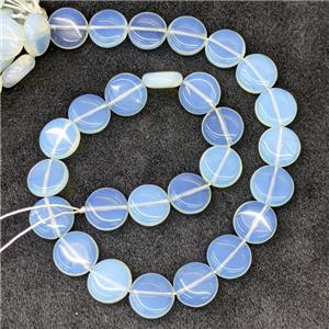 White Opalite Coin Beads, approx 15mm
