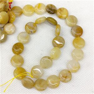 Natural Yellow Aventurine Coin Beads, approx 15mm