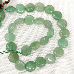 Natural Green Aventurine Coin Beads, approx 15mm