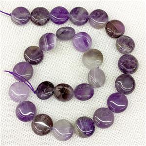 Natural Purple Amethyst Coin Beads, approx 15mm