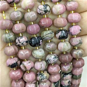 Natural Chinese Rhodonite Pumpkin Beads Pink, approx 8-12mm
