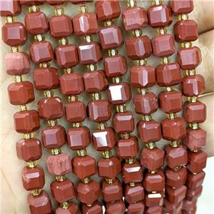Natural Red Jasper Beads Faceted Cube, approx 6-7mm