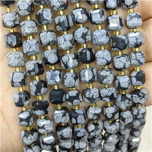 Natural Snowflake Jasper Beads Faceted Cube, approx 6-7mm